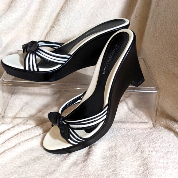 Women's Enzo Angiolini Black & White Wedge Platform Slides | Size 8.5 - Picture 4 of 11
